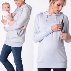 Seraphine Pink Maternity and Nursing Hoodie Sweatshirt Longline